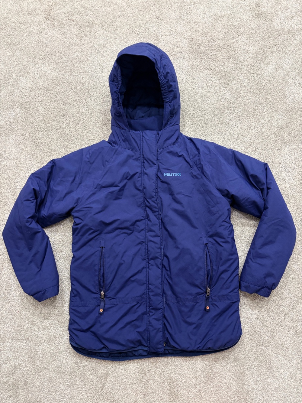 Marmot Kids Quilted Hooded Jacket in Royal Blue